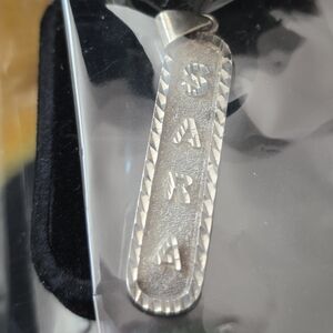 Sterling Silver 'SARA' Engraved Bar Pendant